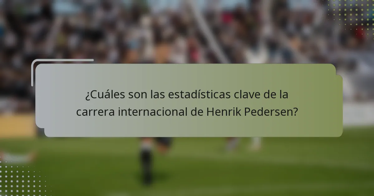 ¿Cuáles son las estadísticas clave de la carrera internacional de Henrik Pedersen?