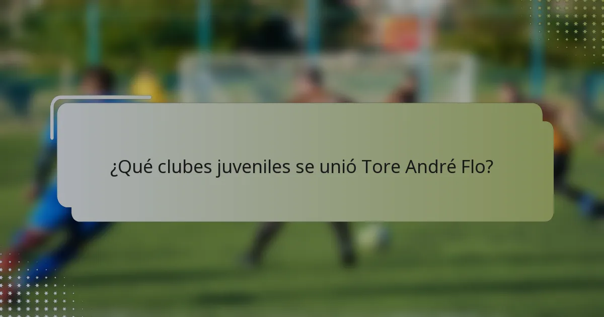 ¿Qué clubes juveniles se unió Tore André Flo?